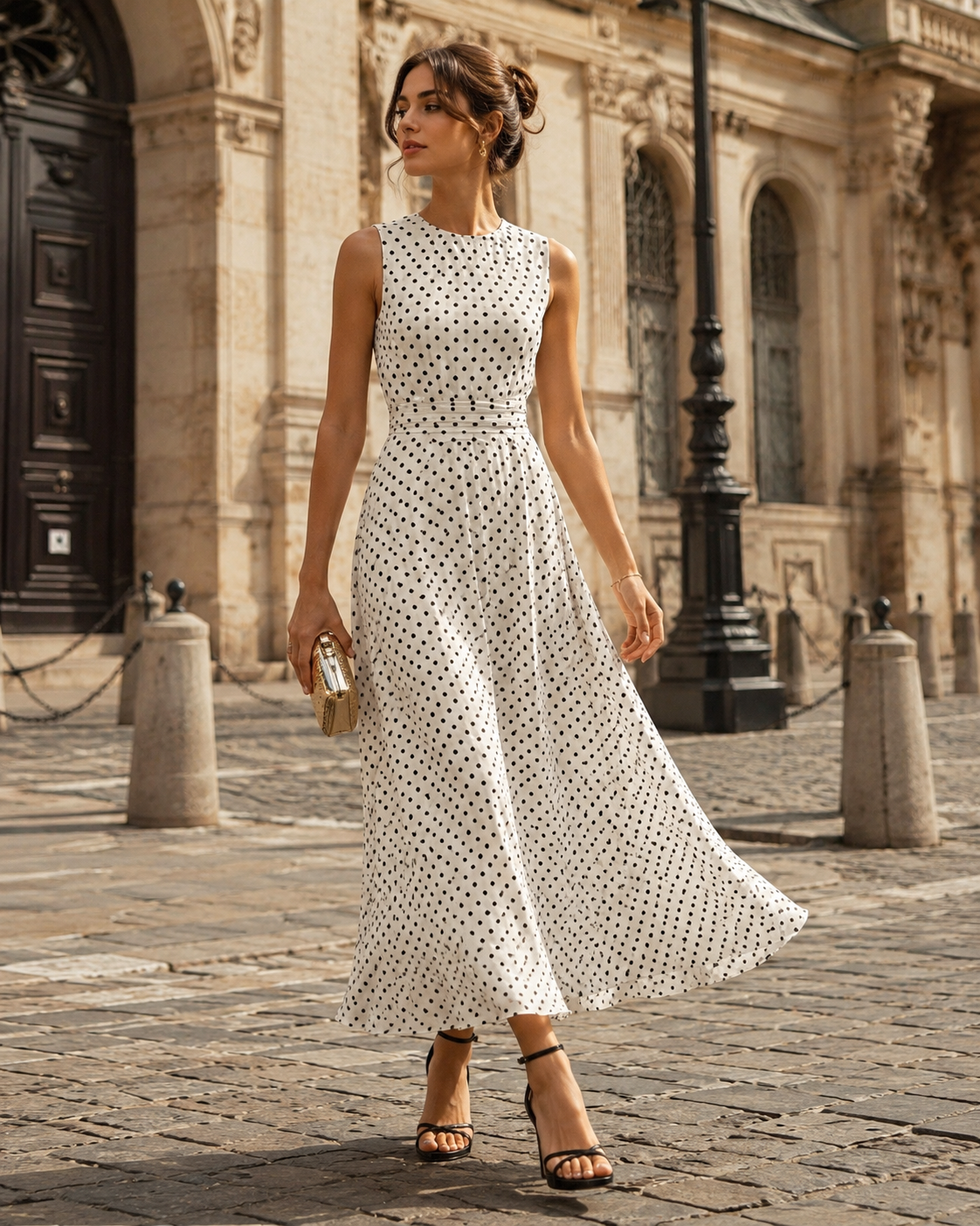 Vestido Alice - Poá com Cintura Elástica