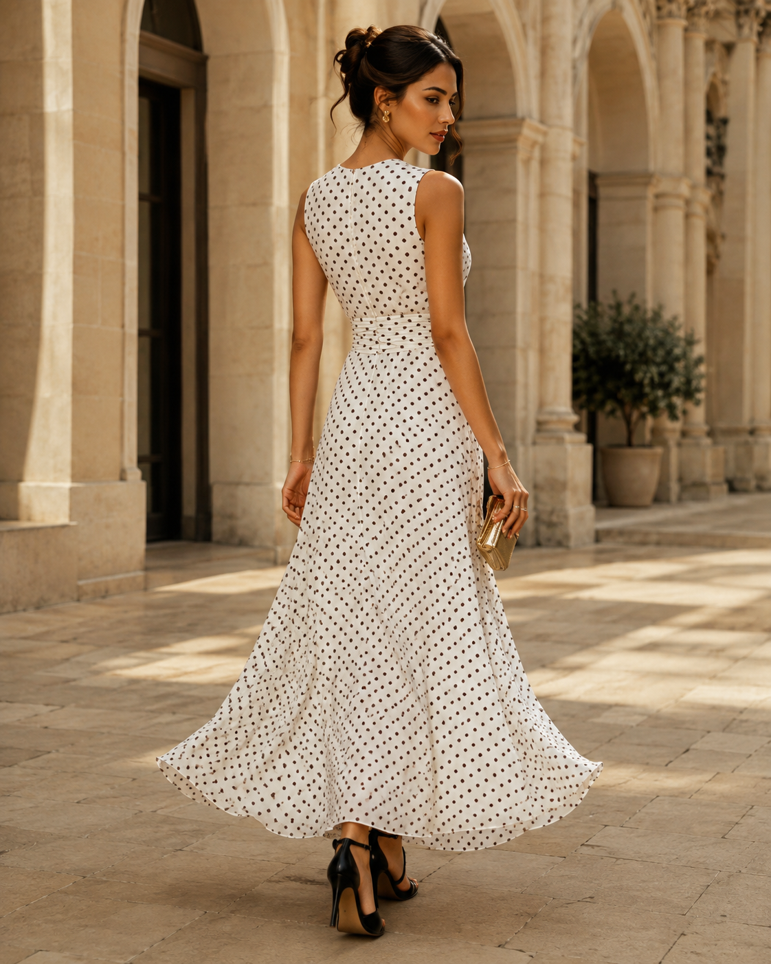Vestido Alice - Poá com Cintura Elástica